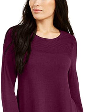 Alfani Women's Ottoman-Knit Tunic Sweater Dark Red Size Extra Small