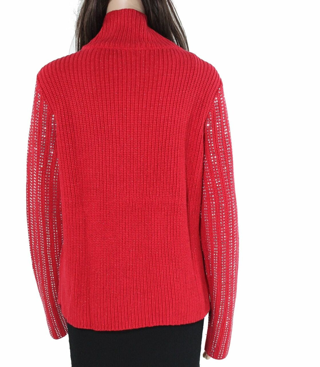 INC International Concepts Women's Embellished Turtleneck Sweater Red Size Medium