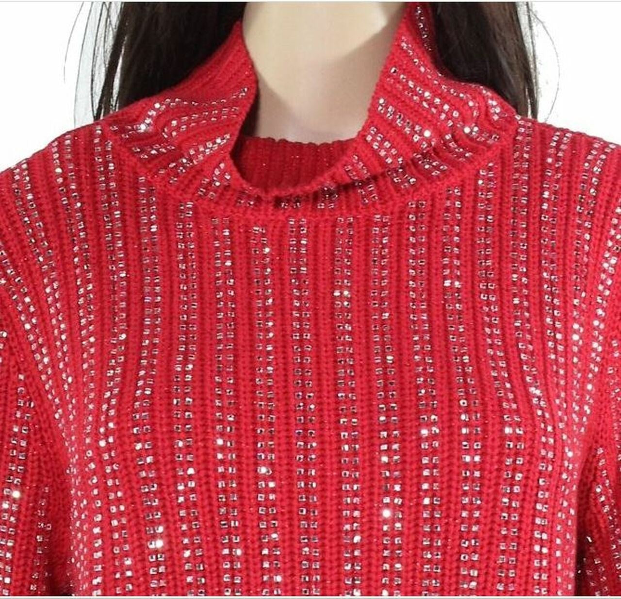 INC International Concepts Women's Embellished Turtleneck Sweater Red Size Medium