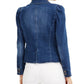 INC International Concepts Women's Puff-Sleeve Denim Blazer Blue Size Extra Large