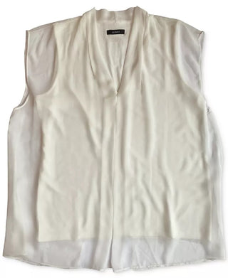 Alfani Women's Inverted-Pleat Overlay Top White Size XX Large