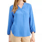 Alfani Women's Bishop-Sleeve Tie-Back Top Blue Size Small
