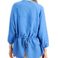 Alfani Women's Bishop-Sleeve Tie-Back Top Blue Size Small