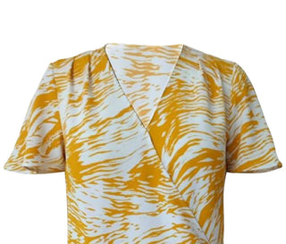 Alfani Women's Printed Surplice Flutter-Sleeve Top Yellow Size XX Large