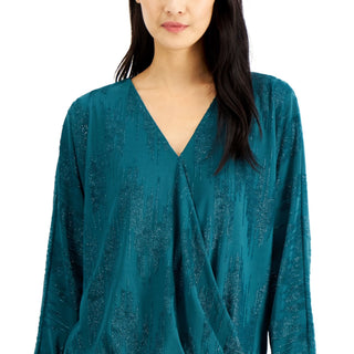 Alfani Women's V-Neck Top Dark Blue Size Small