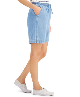 Karen Scott Women's Lila Drawstring Jean Shorts Navy Size Petite Medium