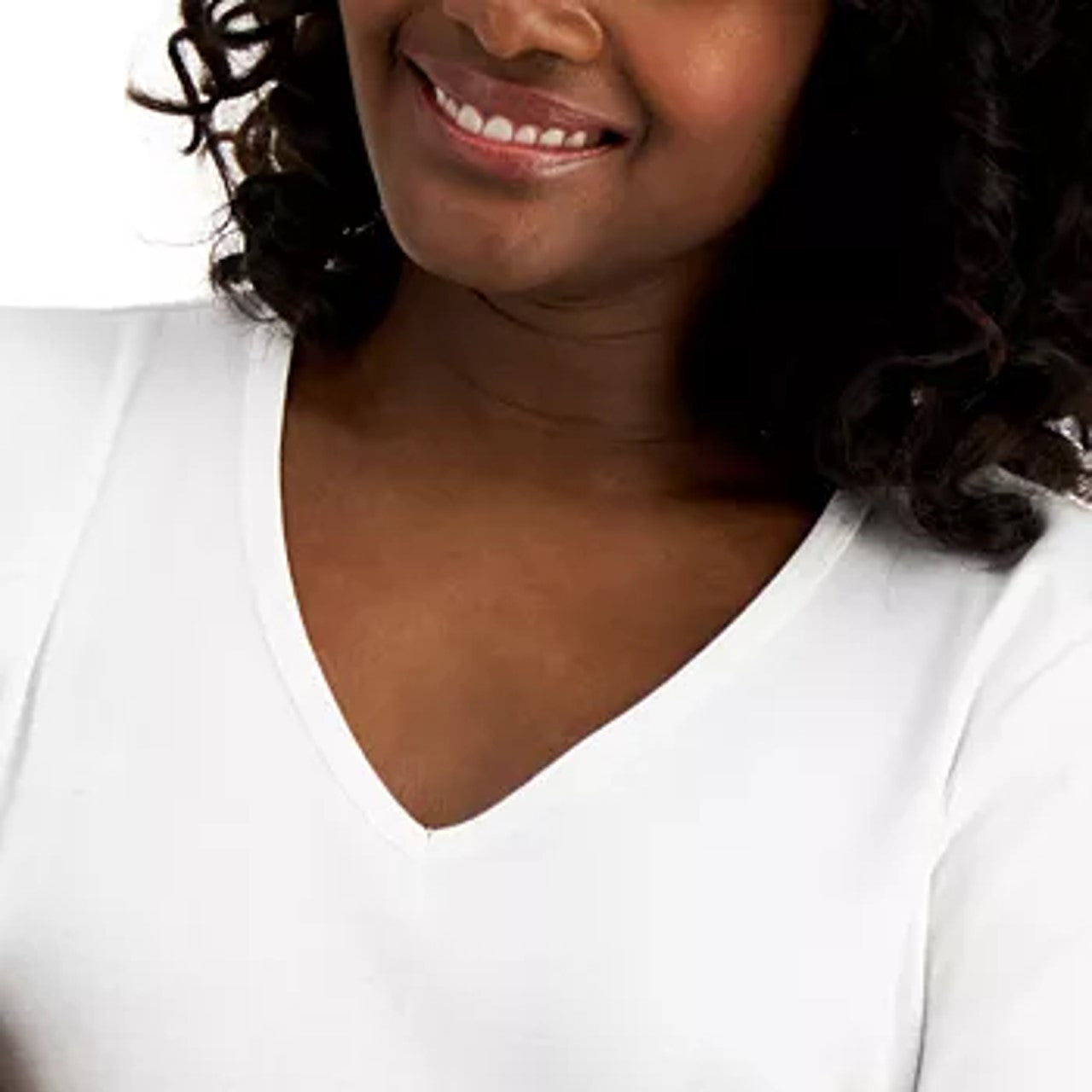 Karen Scott Women's Cotton V-Neck Top White Size Extra Small