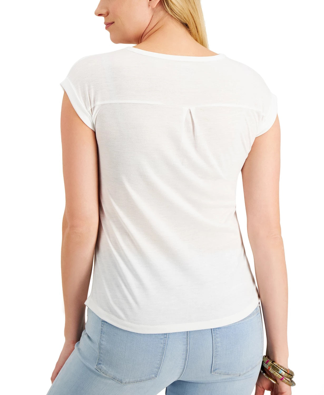 Style & Co Women's Happy Stripes Graphic T-Shirt White Size X-Small