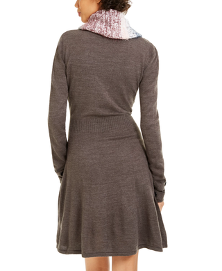 BCX Juniors' Striped Scarf & Sweater Dress Gray Large