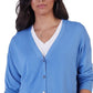 Black Tape Women's V Neck Cardigan Blue Size Large