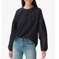 Lucky Brand Women's Lace Accent Cotton & Modal Knit Top Black Size Medium