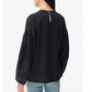 Lucky Brand Women's Lace Accent Cotton & Modal Knit Top Black Size Medium
