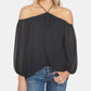 1.STATE Women's Off the Shoulder Halter Neck Blouse Black