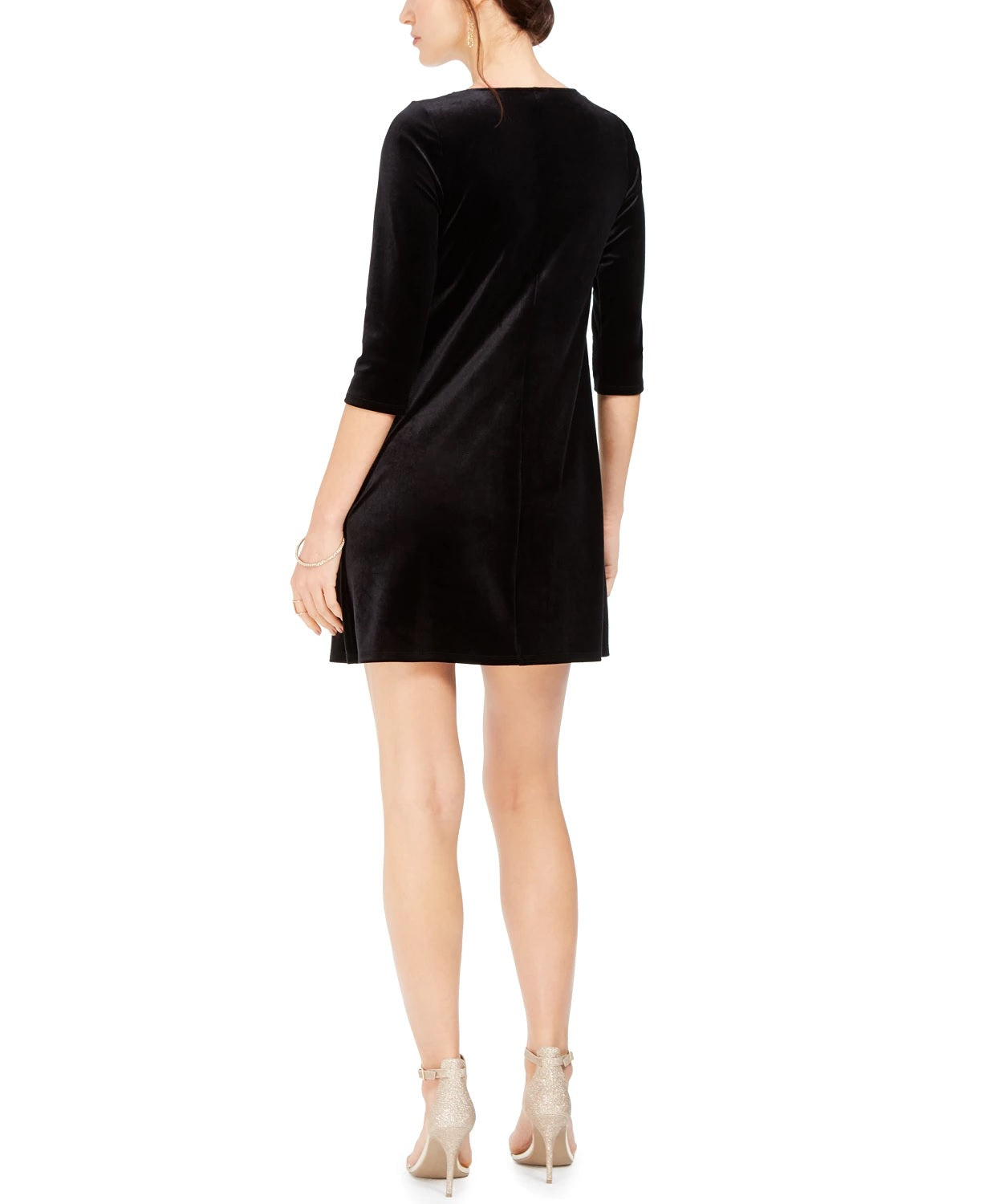 MSK Women's Petite Three-Ring Velvet Dress Black Size Medium