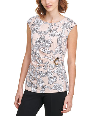 Calvin Klein Women's Printed Sleeveless Top Black Size Large