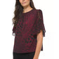 Michael Kors Women's Beaded Animal Print Blouse Red Size X-Large