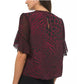 Michael Kors Women's Beaded Animal Print Blouse Red Size X-Large