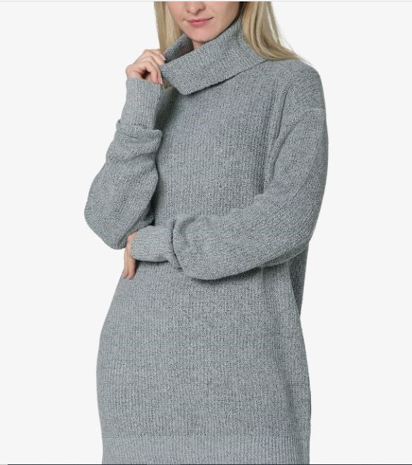 Polly & Esther Junior's Cowlneck Tunic Sweater Grey Size Small