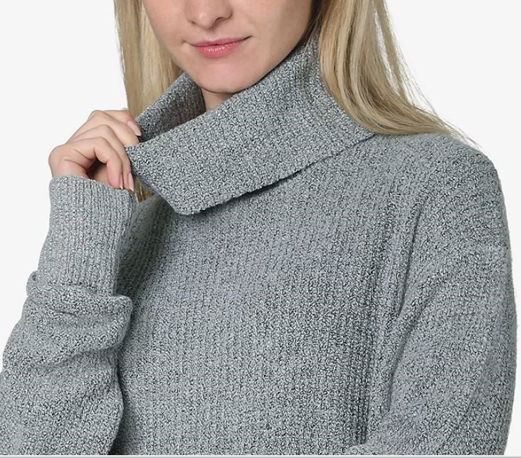 Polly & Esther Junior's Cowlneck Tunic Sweater Grey Size Small