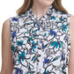 Calvin Klein Women's Plus Size Floral-Print Bow-Neck Top Blue Size 1X