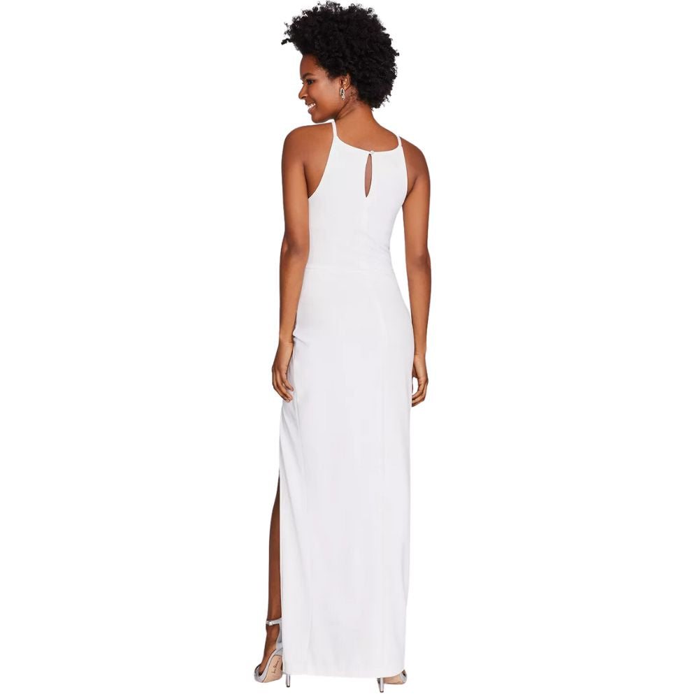 BCX Women's Rhinestone Faux-Wrap Gown  white Size Small