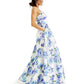 City Studios Juniors' Sparkle Floral- Dot Satin GownBlue Size 1