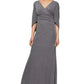 Alex Evenings Women's Cape Sleeve Metallic Twill Gown Gray Silver Size 16