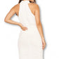 AX Paris Women's High Neck Ruched Bodycon Midi Dress White Size 13