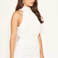 AX Paris Women's High Neck Ruched Bodycon Midi Dress White Size 13