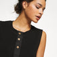 Free People Women's Peek Aye Henley Bodysuit Black Size Medium