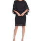 Jessica Howard Women's Petite Illusion-Detail Blouson Dress Black Size 6 P