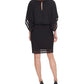 Jessica Howard Women's Petite Illusion-Detail Blouson Dress Black Size 6 P