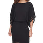 Jessica Howard Women's Petite Illusion-Detail Blouson Dress Black Size 6 P