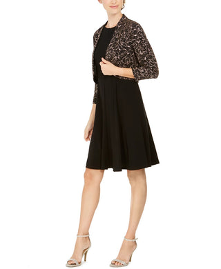 Jessica Howard Women's Embellished Bolero Jacket & Dress Black Size 12 Petite