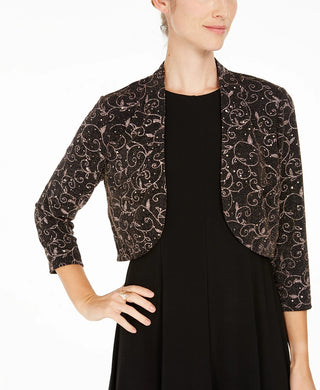 Jessica Howard Women's Embellished Bolero Jacket & Dress Black Size 12 Petite