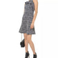 Michael Kors Women's Jacquard Fit & Flare Dress Silver Size Extra Large