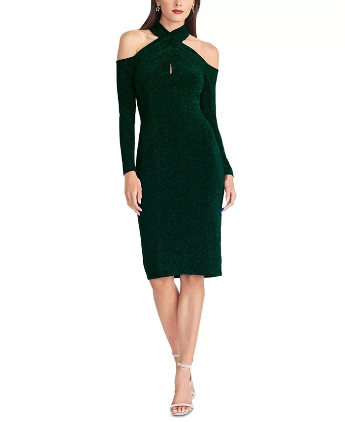 Rachel Roy Women's Simone Crisscross Halter Sheath Dress Green Size Medium