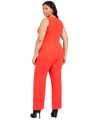 Vince Camuto Women's Plus Crepe Tie Front Wide Leg Jumpsuit Red Size 20W