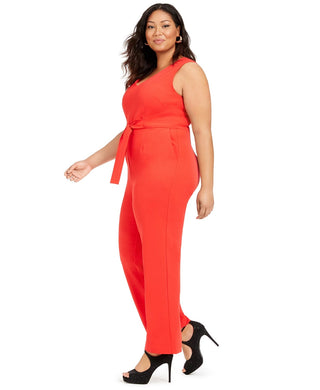 Vince Camuto Women's Plus Crepe Tie Front Wide Leg Jumpsuit Red Size 20W