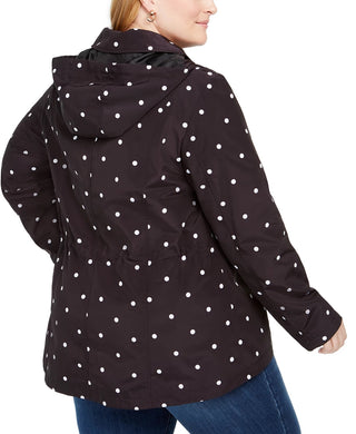 Charter Club Women's Plus Size Dot-Print Hooded Anorak Jacket Black Size 2X