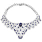 40.93 Carat Genuine Glass Filled Sapphire and White Diamond .925 Sterling Silver Necklace