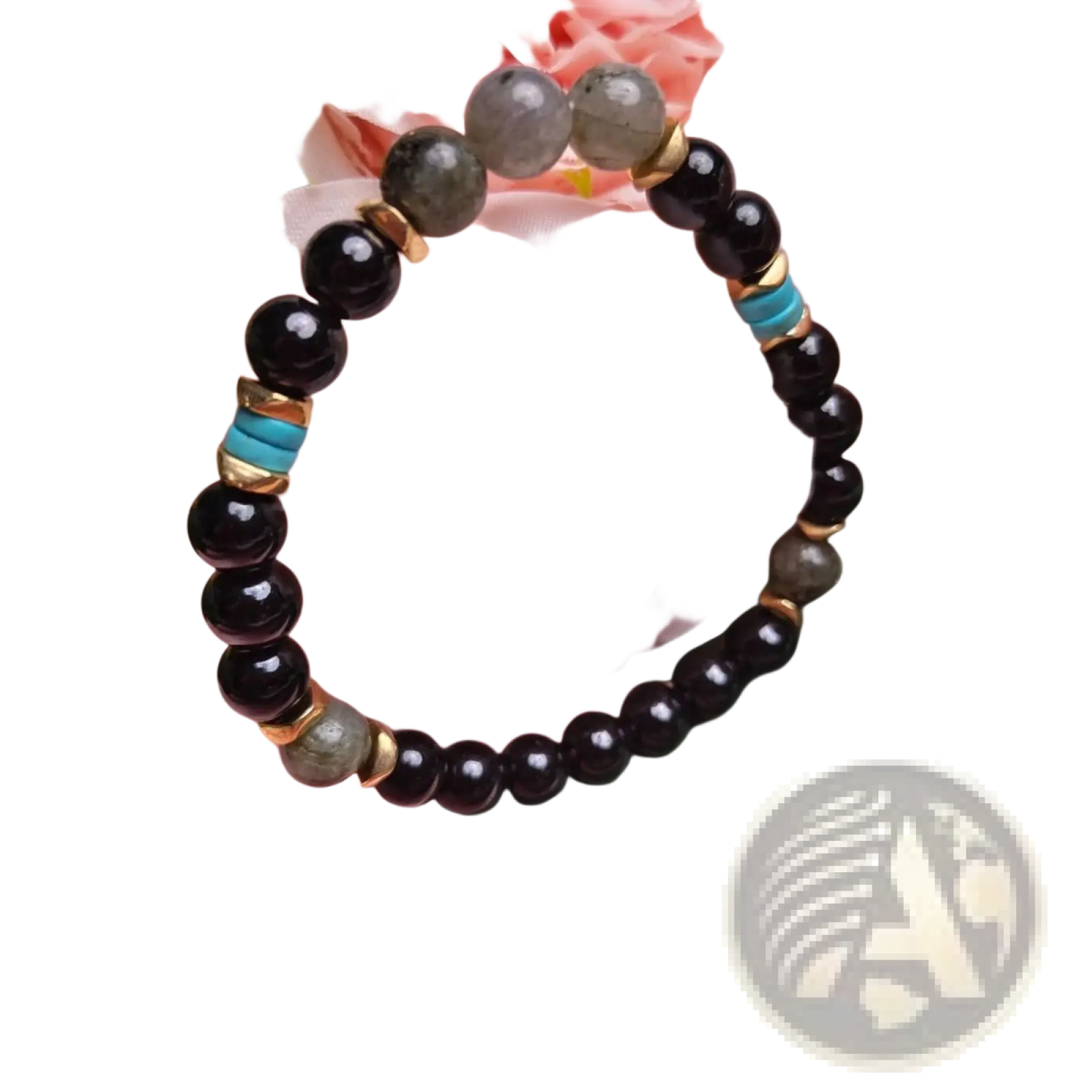 Natural Amethyst and Magnetic Stone Beaded Unisex Bracelet