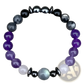 Natural Amethyst and Magnetic Stone Beaded Unisex Bracelet