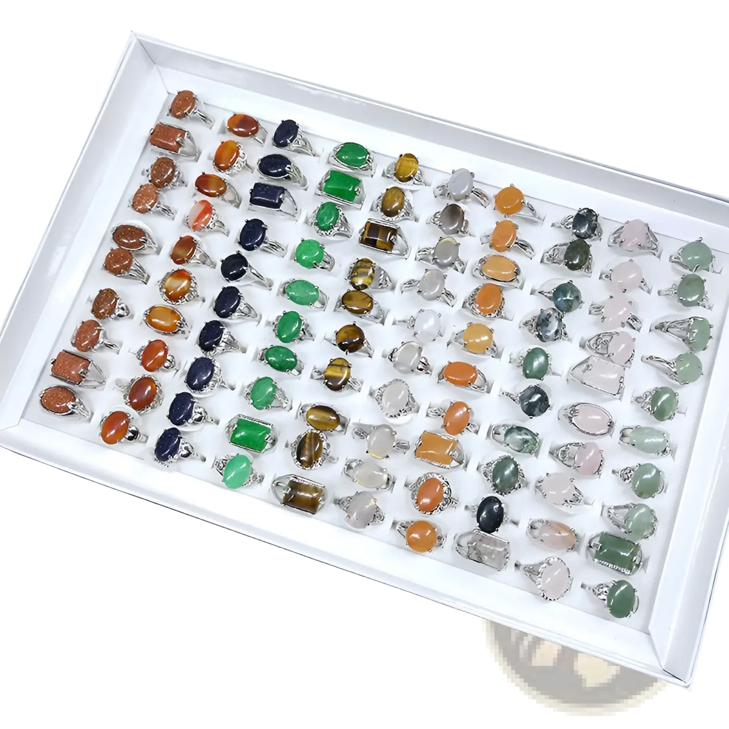 Natural Gemstone Silver Tone Statement Ring Collection