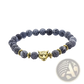 Natural Lapis Lazuli and Lava Stone Owl Charm Bracelet