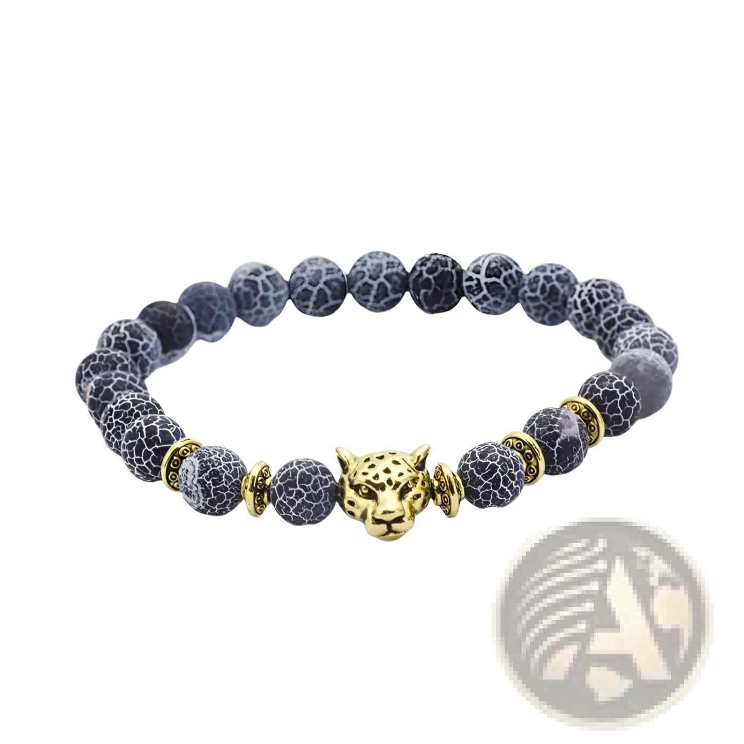 Natural Lapis Lazuli and Lava Stone Owl Charm Bracelet
