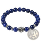 Natural Lapis Lazuli and Lava Stone Owl Charm Bracelet