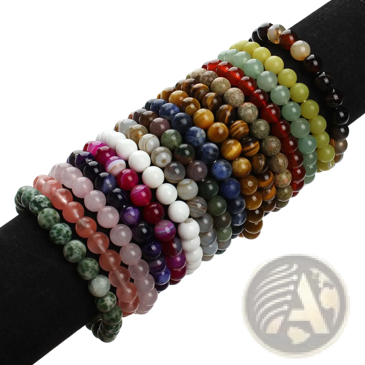 Natural Polished Gemstone and Agate Beaded Bracelet