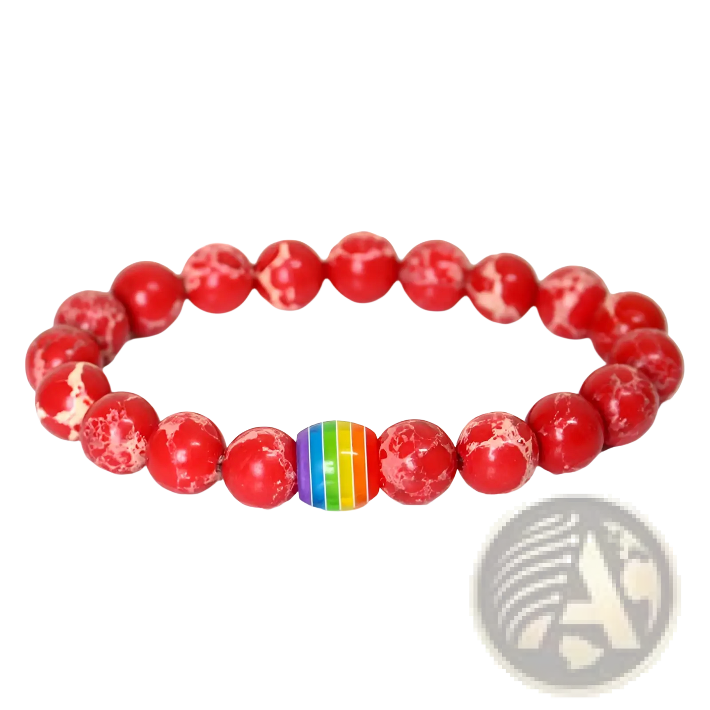 Natural Stone Rainbow Pride Accent Bead Bracelet