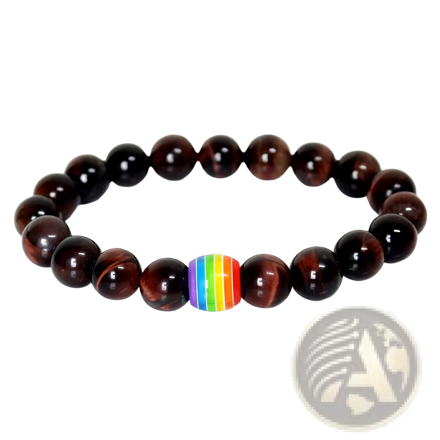 Natural Stone Rainbow Pride Accent Bead Bracelet